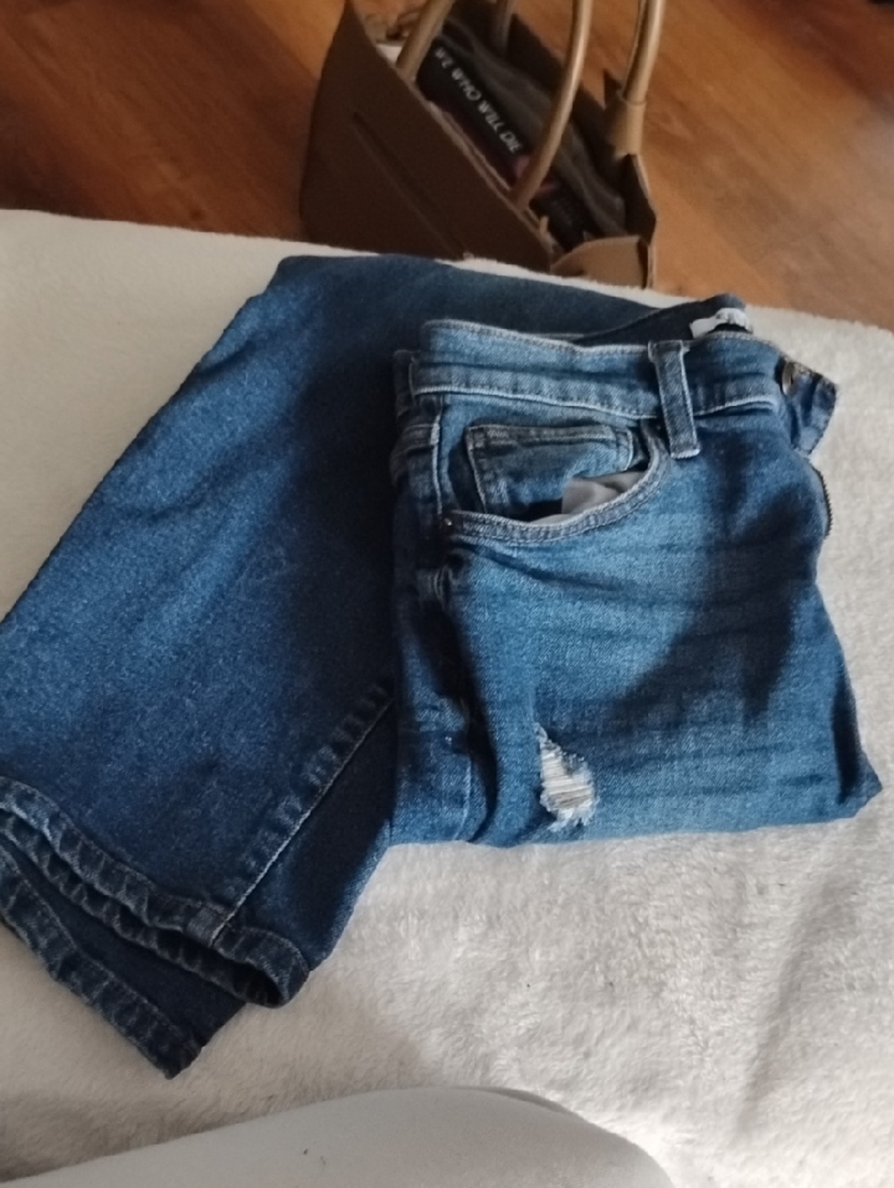 Celebrity Pink Women's Straight Leg Distressed Blue Jeans